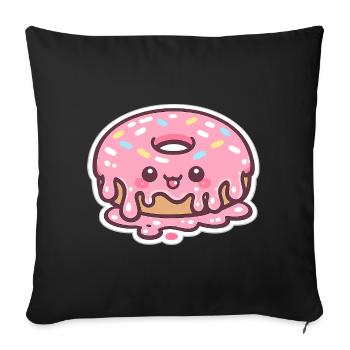 Kawaii Donut mit Zuckerguss - Sofakissenbezug 45 x 45 cm - Schwarz - Vorne
