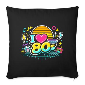 Les années 80 J’adore les années 80 - Housse de coussin décorative 45 x 45 cm - noir - Devant