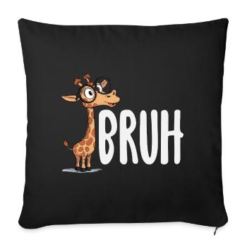 Bruh Giraffe with Glasses Funny Meme - Sofa pillowcase 17,3'' x 17,3'' (45 x 45 cm) - black - Front