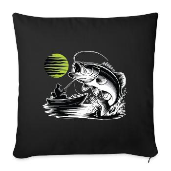 Pêche Sportive Black Bass Nautisme Lune Vintage - Housse de coussin décorative 45 x 45 cm - noir - Devant