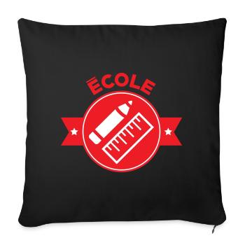 Logo École : Écusson Rouge Matériel de Géométrie - Housse de coussin décorative 45 x 45 cm - noir - Devant