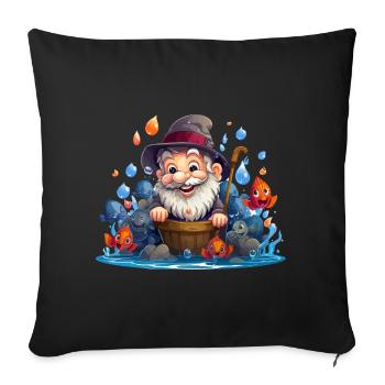 Pêcheur joyeux avec des poissons colorés - Housse de coussin décorative 45 x 45 cm - noir - Devant