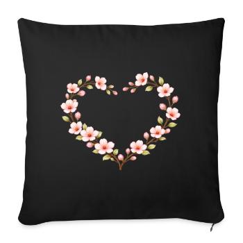 Heart of Cherry Blossoms Spring Motif - Sofa pillowcase 17,3'' x 17,3'' (45 x 45 cm) - black - Front
