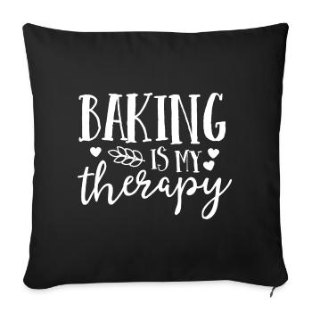 Baking Is My Therapy - Sofa pillowcase 17,3'' x 17,3'' (45 x 45 cm) - black - Front