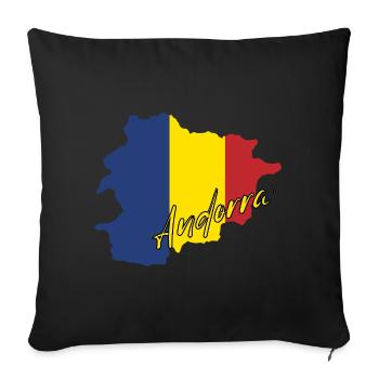 Map with the flag of Andorra, I love Andorra - Sofa pillowcase 17,3'' x 17,3'' (45 x 45 cm) - black - Front