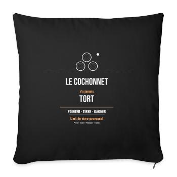 Cochonnet N'a Jamais Tort L'Art de Vivre Provençal - Housse de coussin décorative 45 x 45 cm - noir - Devant