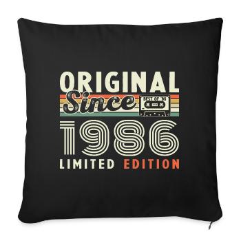 1986 Vintage Rétro Cadeau D'anniversaire - Housse de coussin décorative 45 x 45 cm - noir - Devant