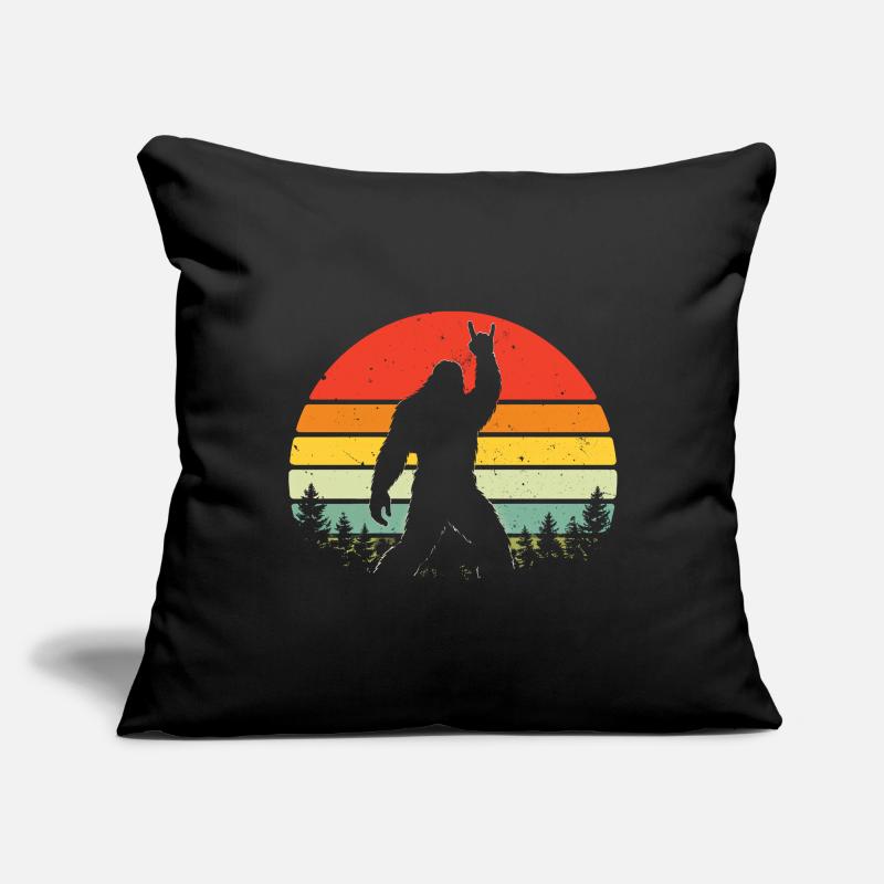 Bigfoot Rock sur Shield Sasquatch Yéti Rock & Roll Housse de coussin décorative 45 x 45 cm