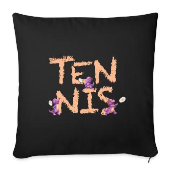 Tennis avec Dino Tami en aprico / design officiel - Housse de coussin décorative 45 x 45 cm - noir - Devant