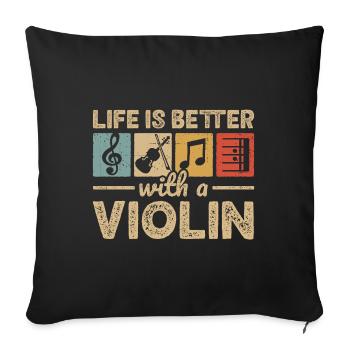 Violin Player Orchestra Musician Violinist - Sofa pillowcase 17,3'' x 17,3'' (45 x 45 cm) - black - Front