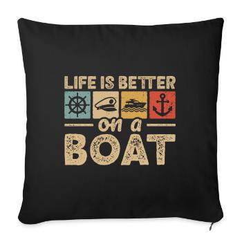 Capitaine de bateau nautique Marin Naviguant - Housse de coussin décorative 45 x 45 cm - noir - Devant