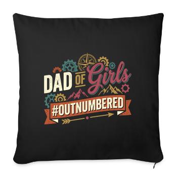 Papa des filles surpassés en nombre Papa au tournevis - Housse de coussin décorative 45 x 45 cm - noir - Devant