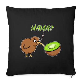 Maman Kiwi Oiseau Drôle Fruit Kiwi Nouvelle-Zélande Blague - Housse de coussin décorative 45 x 45 cm - noir - Devant
