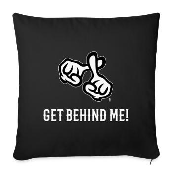 Derrière moi ! (Croix / Bible / Religion / NEG 2C) - Housse de coussin décorative 45 x 45 cm - noir - Devant