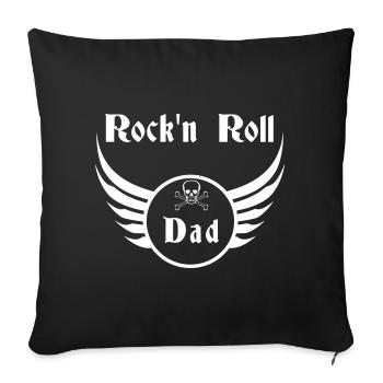 Dad Rock and Roll White Skull Wings - Sofa pillowcase 17,3'' x 17,3'' (45 x 45 cm) - black - Front