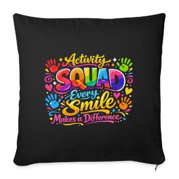 Animation team: Every smile counts - Sofa pillowcase 17,3'' x 17,3'' (45 x 45 cm) - black - Front