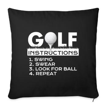 Golf Instructions Swing Swear Repeat Humor - Sofa pillowcase 17,3'' x 17,3'' (45 x 45 cm) - black - Front