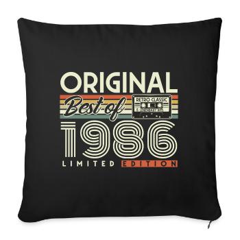 Cadeau vintage rétro pour le 40e anniversaire vintage 1986 - Housse de coussin décorative 45 x 45 cm - noir - Devant