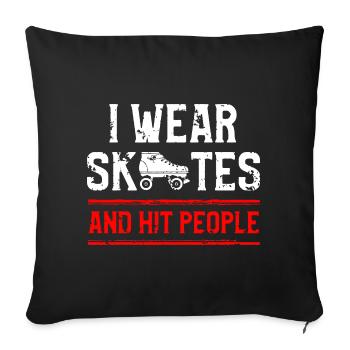 I Wear Skates Distressed Graphic - Sofa pillowcase 17,3'' x 17,3'' (45 x 45 cm) - black - Front