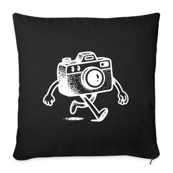 Personnage caméra Photographie de bande dessinée - Housse de coussin décorative 45 x 45 cm - noir - Devant