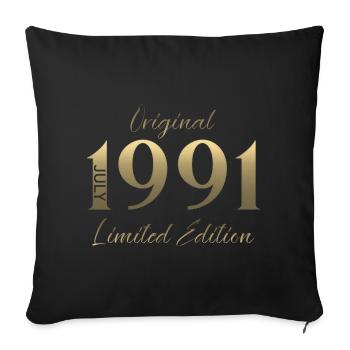 Cadeau du 35e anniversaire Millésime de juillet 1991 - Housse de coussin décorative 45 x 45 cm - noir - Devant