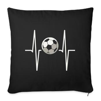 Football Rythme cardiaque ECG Moniteur de fréquence cardiaque Fan de football - Housse de coussin décorative 45 x 45 cm - noir - Devant