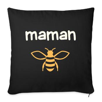Maman Abeille sur Noir - Housse de coussin décorative 45 x 45 cm - noir - Devant