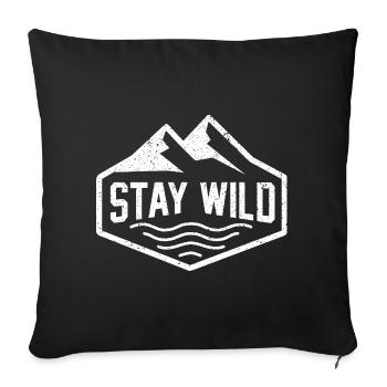 Motif montagneux Stay Wild - Housse de coussin décorative 45 x 45 cm - noir - Devant