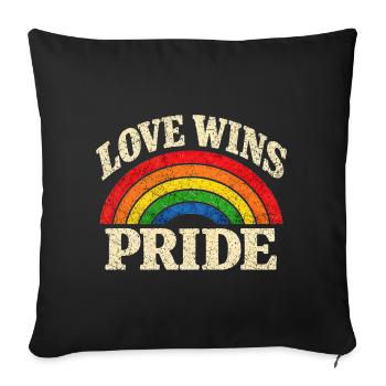 Love Wins Pride Regenbogen CSD LGBTQ Community - Sofakissenbezug 45 x 45 cm - Schwarz - Vorne