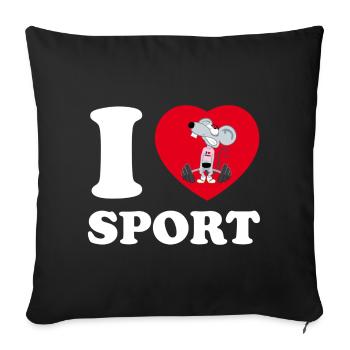 i love sport [white] - Sofa pillowcase 17,3'' x 17,3'' (45 x 45 cm) - black - Front