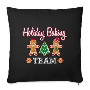 Gâteau de Noël de l'équipe de cuisson de vacances cadeau de Noël - Housse de coussin décorative 45 x 45 cm - noir - Devant