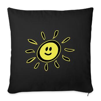soleil Smiley - Housse de coussin décorative 45 x 45 cm - noir - Devant
