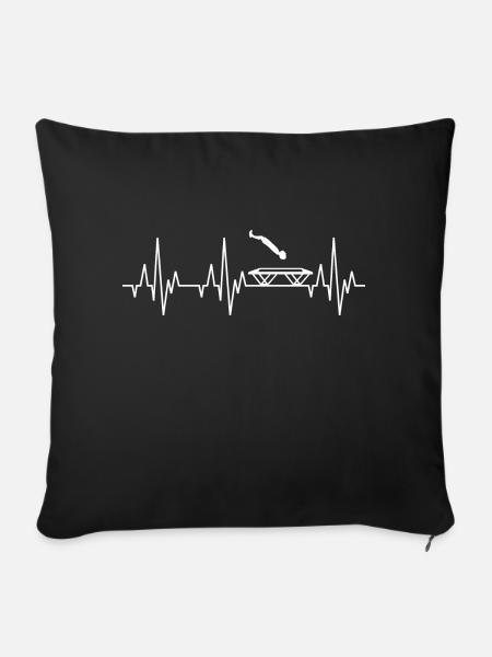 Herzschlag EKG Trampolin Turnen Springen Gymnastik - Sofakissenbezug 45 x 45 cm - Schwarz