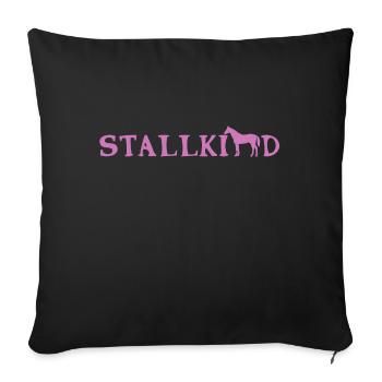Stable child horse riding - Sofa pillowcase 17,3'' x 17,3'' (45 x 45 cm) - black - Front