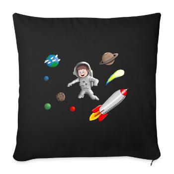 Space - Garçon astronaute - Housse de coussin décorative 45 x 45 cm - noir - Devant