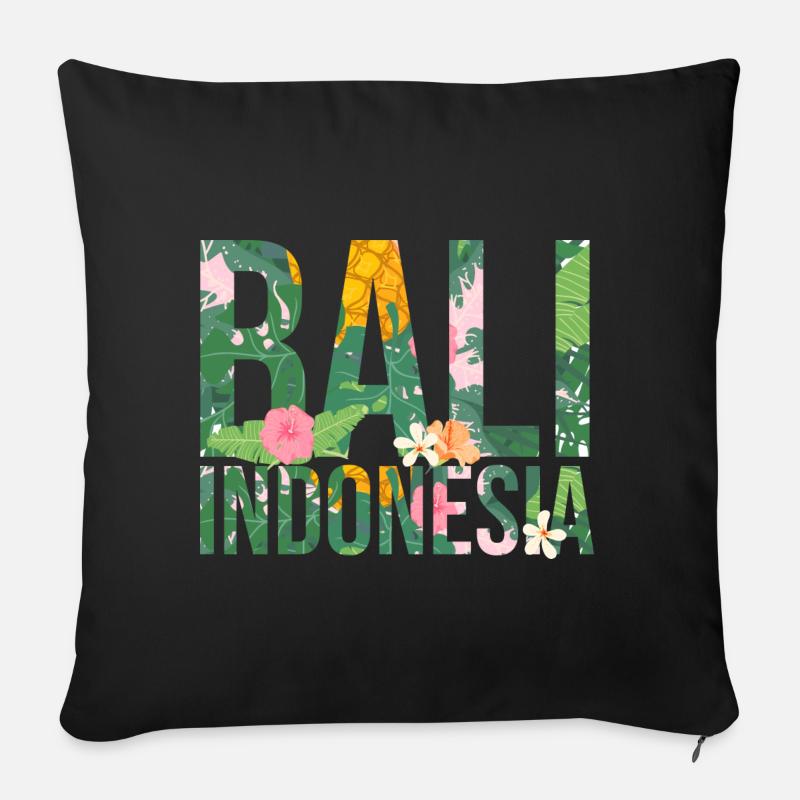 Bali Indonésie Fleurs - Housse de coussin décorative 45 x 45 cm - noir