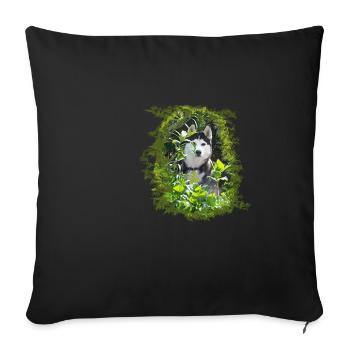 Husky in the bushes - Sofa pillowcase 17,3'' x 17,3'' (45 x 45 cm) - black - Front