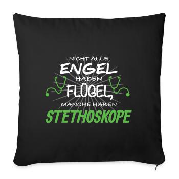 Engel Flügel Arzt Ärztin Stethoskop Medizin - Sofakissenbezug 45 x 45 cm - Schwarz - Vorne