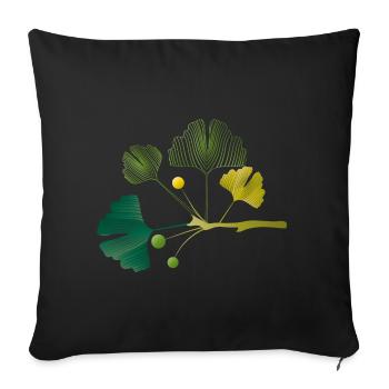 Ginkgo branch made of leaf lines in soft green tones - Sofa pillowcase 17,3'' x 17,3'' (45 x 45 cm) - black - Front