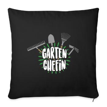 Garten Gärtner Hobby Pflanzen Gartenchefin - Sofakissenbezug 45 x 45 cm - Schwarz - Vorne
