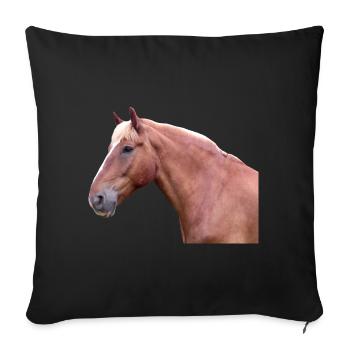 Cheval tête de cheval dressage cheval cheval race - Housse de coussin décorative 45 x 45 cm - noir - Devant