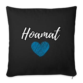 Hoamat Liebe mit blauem Herz Schriftzug - Sofakissenbezug 45 x 45 cm - Schwarz - Vorne