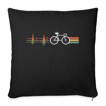 Retro Bike Heart Pulse - Sofa pillowcase 17,3'' x 17,3'' (45 x 45 cm) - black - Front