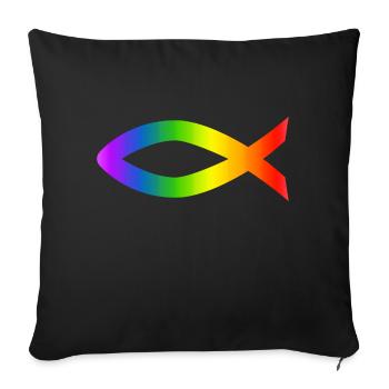 Ichthys Arc-en-ciel de Christl symbole poisson - Housse de coussin décorative 45 x 45 cm - noir - Devant
