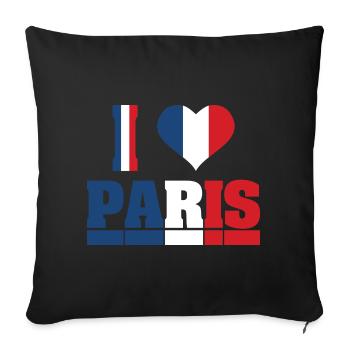 I love paris j’aime Paris France - Housse de coussin décorative 45 x 45 cm - noir - Devant
