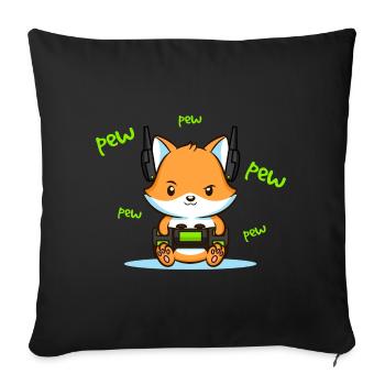 Pew Pew Pew Fuchs - Sofakissenbezug 45 x 45 cm - Schwarz - Vorne