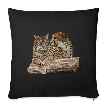 Lynx et guépard - Housse de coussin décorative 45 x 45 cm - noir - Devant