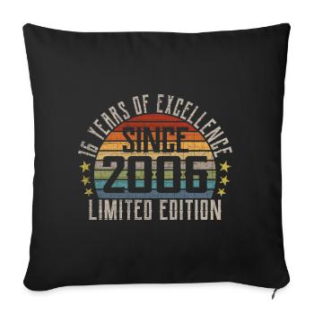 Édition Limitée 2006 16ème Anniversaire Cadeau - Housse de coussin décorative 45 x 45 cm - noir - Devant