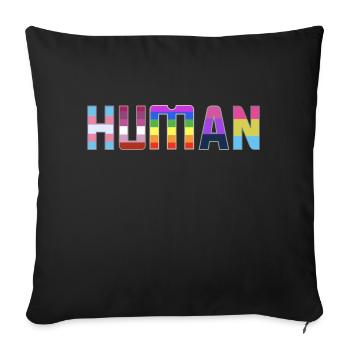 T-Shirt LGBTQ humain Flag Pride - Housse de coussin décorative 45 x 45 cm - noir - Devant