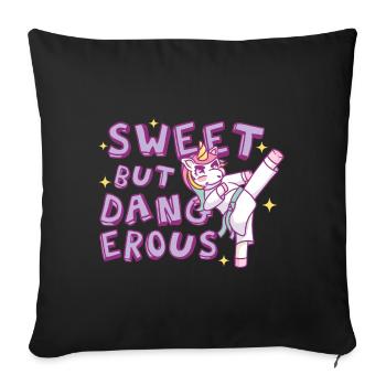 Douce mais dangereuse Licorne de Karaté - Housse de coussin décorative 45 x 45 cm - noir - Devant